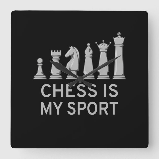 Relógio Quadrado Xadrez É Meu Esporte (Frente)