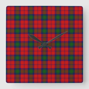 Relógio Quadrado Xadrez verde-vermelha Lindsay tartan