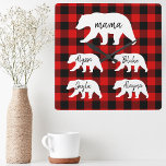 Relógio Quadrado Xadrez Vermelha Moderna E Urso Branco Da Mãe<br><div class="desc">Melhor presente personalizado para Dia de as mães,  Natal,  Dia da Mulher ou Aniversário da Mãe. Surpresa mãe com um presente que é tão incrível quanto ela.</div>