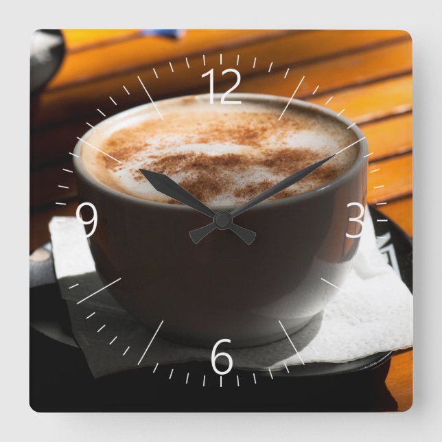 Relógio Quadrado Xícara de café (Frente)