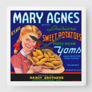 Relógio Quadrado Yams de Mary Agnes Louisiana