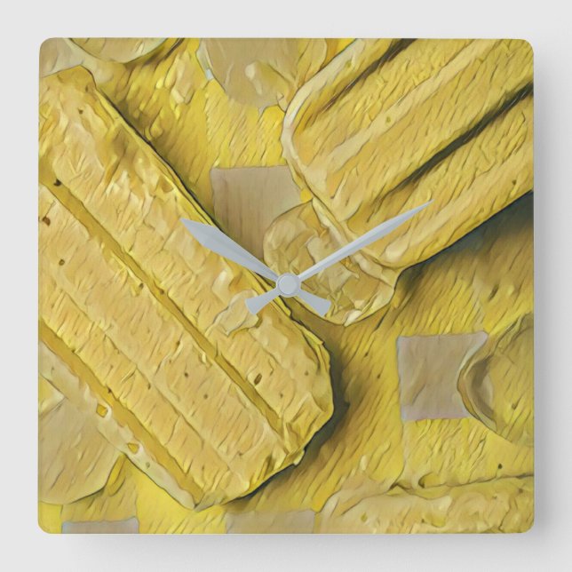Relógio Quadrado Yellow ice cream cone popsicle (Frente)