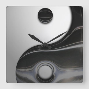 Relógio Quadrado Yin preto líquido Yang (customizável)