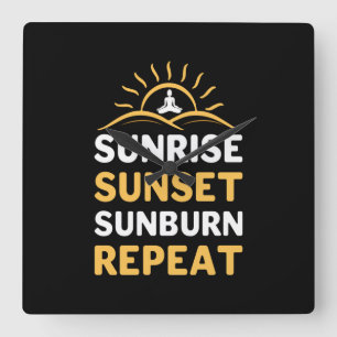 Relógio Quadrado Yoga Lover Yoga Sunrise Sunset Repetir