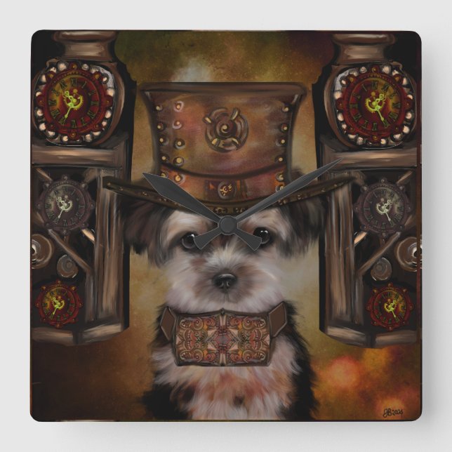 Relógio Quadrado Yorkie Poo (Frente)