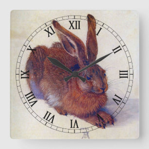 Relógio Quadrado Young Hare de Albrecht Durer, Renaissance Fine Art
