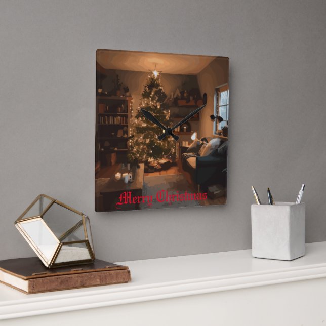 Relógio Quadrado Yuletide Charm (Escritório)