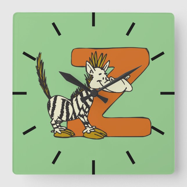 Relógio Quadrado Z wie Zebra (Frente)