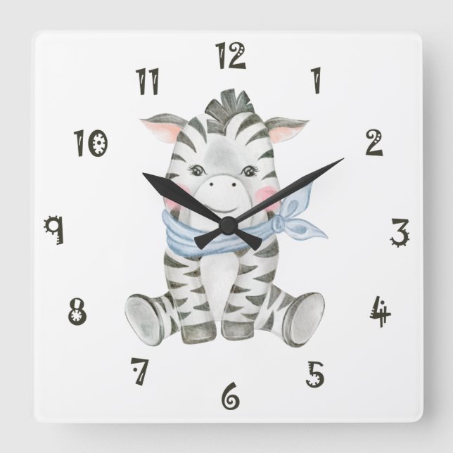 Relógio Quadrado Zeb The Zebra Wall Clock (Frente)