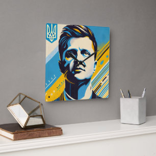 Relógio Quadrado Zelenskyy Pop Art Wall Clock