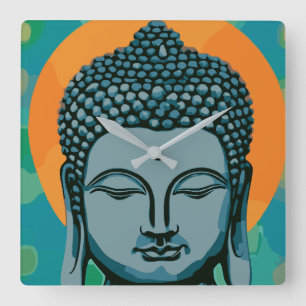 Relógio Quadrado Zen Buddha Head