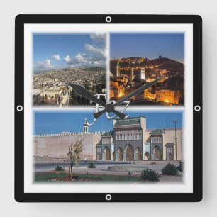 Relógio Quadrado zMA016 FEZ, Mosaico, Marrocos, África,