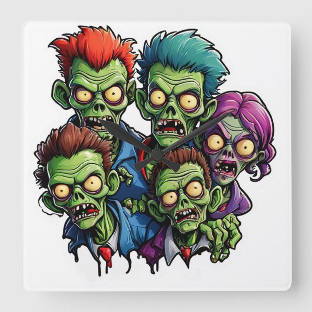 Relógio Quadrado Zombie Apocalypse (Frente)