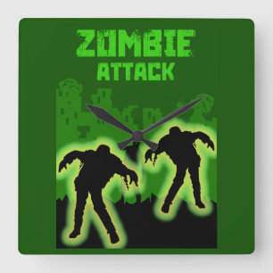 Relógio Quadrado Zombie Apocalypse Kids