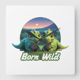 Relógio Quadrado Zwei kleine Dinos - Born Wild