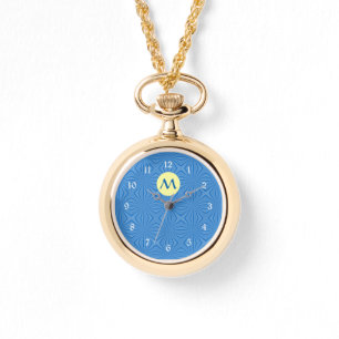 Relógio Quadrados Azuis Sinuosos de Hanukkah