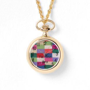 Relógio quadrados de malha colorida estilo vintage