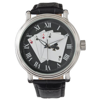 Relógio Quatro Aces Jogando Cartões Vigia o Pulso