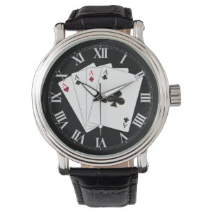 Relógio Quatro Atos Jogando Cartões Assistindo Ao Pulso