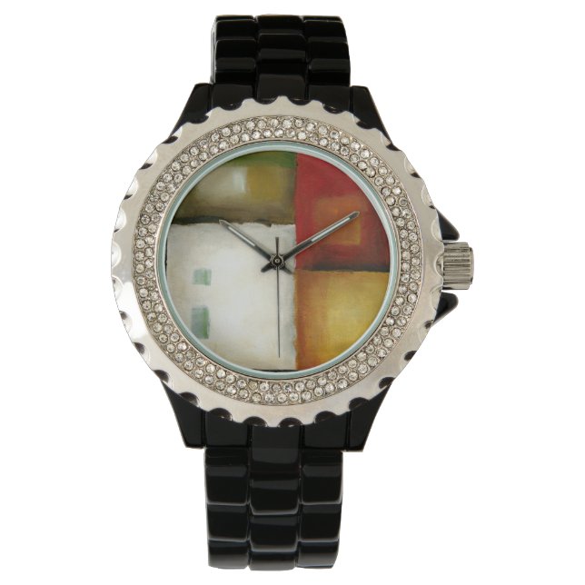 Relógio Quatro Retângulos Coloridos de Chariklia Zarris (Frente)