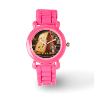 Relógio Queijo meu amor diz um mouse de desenho animado ro