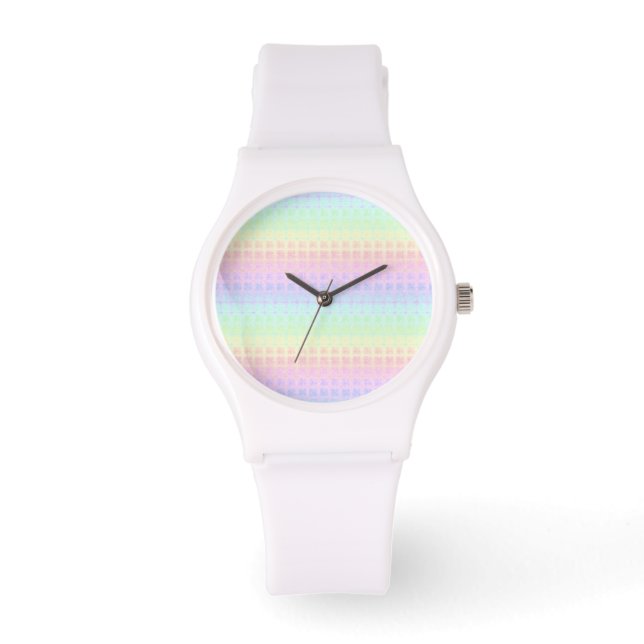 Relógio Quirky Boho Kawaii Cute Funky Pastel Xadrez (Frente)