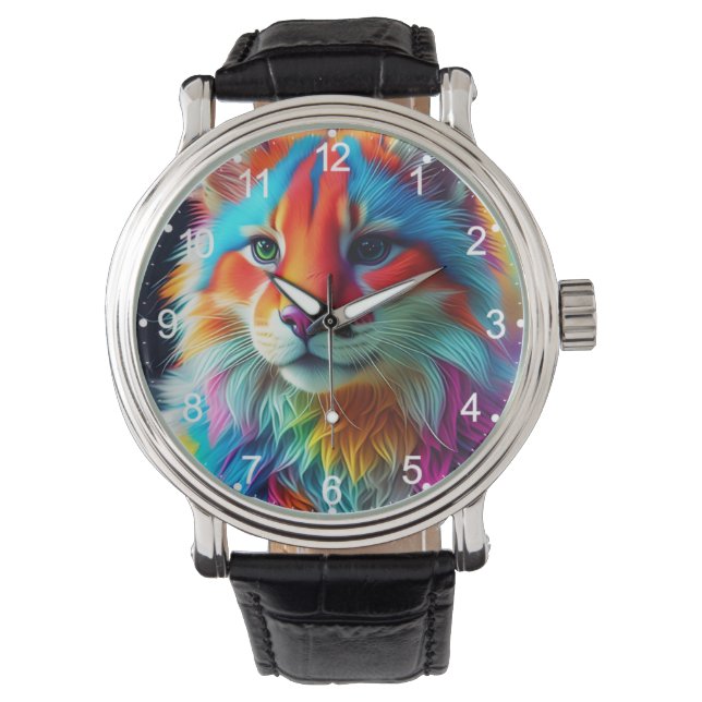 Relógio Rainbow Colour Furry Cat-68587 (Frente)