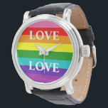 Relógio Rainbow Flag Love is Love Orgulho gay LGBT 8 Strip<br><div class="desc">Rainbow Flag Love is Love Orgulho gay LGBTQ Original 8 Strich Rainbow Priord Flag Colors, Watch</div>