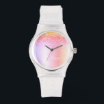 Relógio Rainbow Pastel Girly Glitter Metal Monograma Nome<br><div class="desc">Rainbow Pastel Faux Foil Metálico Sparkle Glitter Brugado Metal Monograma Name Watch. Isso faz a formatura perfeita,  aniversário,  casamento,  chá de panela,  aniversário,  chá de fraldas ou presente de festa de solteira para alguém que ama luxo de vidro e estilos quíticos.</div>