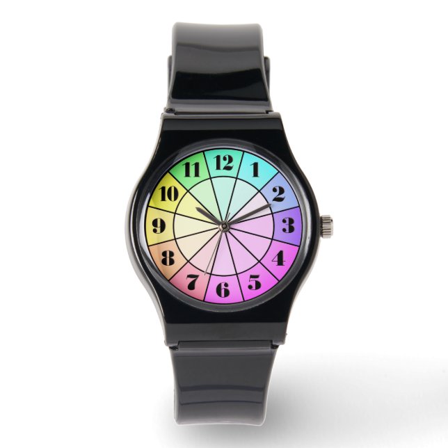 Relógio Rainbow Pastel Pie Wedges (Frente)