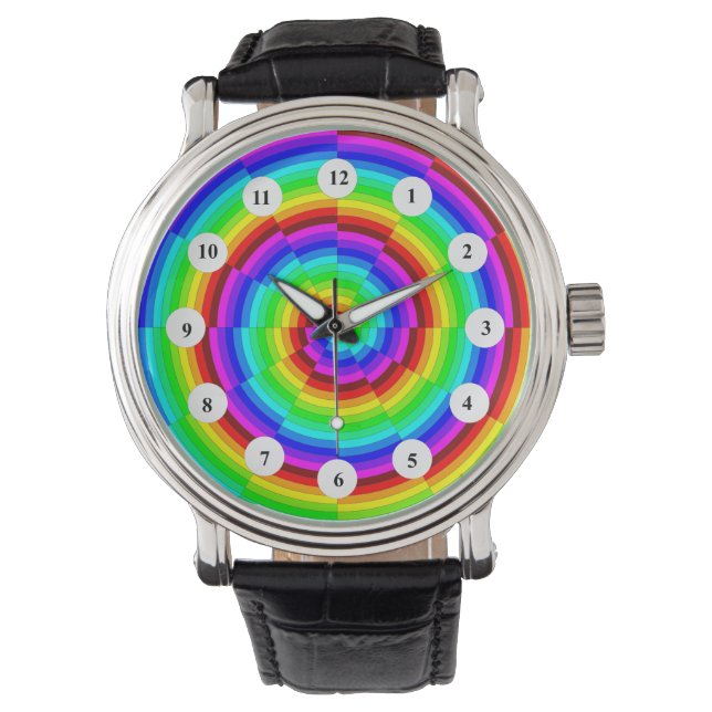 Relógio Rainbow Spiral (Rosto Clássico) por Kenneth Yoncic (Frente)