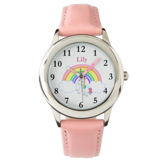 Relógio Rainbow Unicorn com Name Girls Watch (Frente)