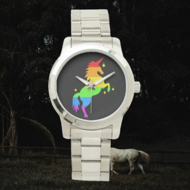Relógio Rainbow Unicorn Silver Watch (Criador carregado)