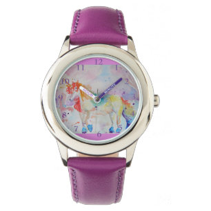 Relógio Rainbow Unicorn Watercolor Purple Girls Love Watch