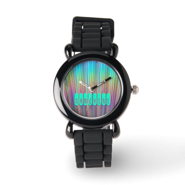Relógio Rainbow Watch. Holográfico! Adicione nome ou logot (Frente)