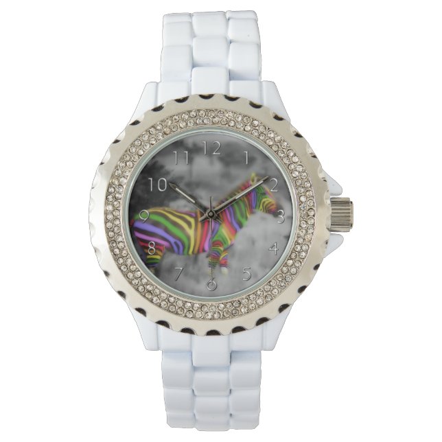 Relógio Rainbow Zebra (Frente)