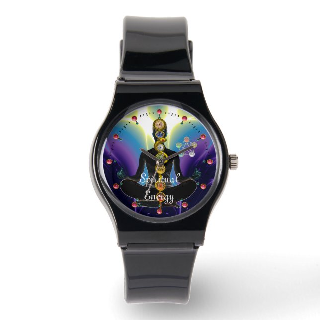 Relógio RAIO DE ASCLEPIUS 7 CHAKRAS,YOGA LOTUS POSE Roxo (Frente)