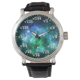 Relógio Raiz ao Quadrado do Espaço Verde Azul - Te