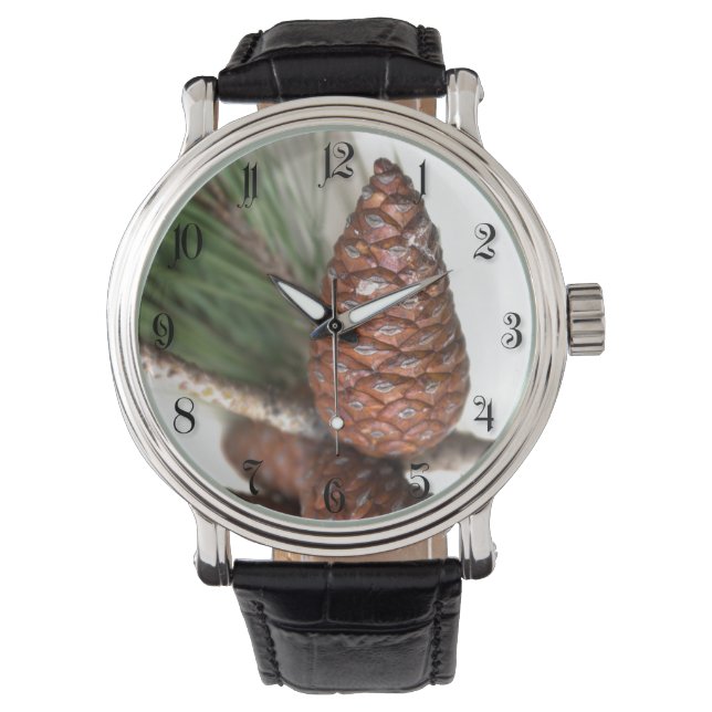 Relógio Ramificação do pinheiro com os pinecones (Frente)