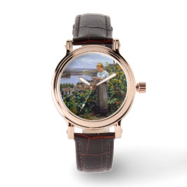 Relógio Rapariga e sua Pet Dove (Jovem e Pássaro)