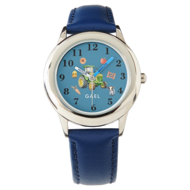 Relógio Rapazes, Fazendas, animais e tratores e crianças (Frente)
