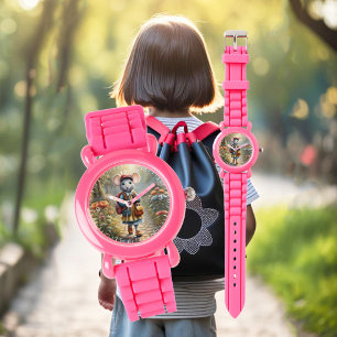 Relógio Rato bonito a caminho da escola