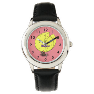 Relógio Rato bonito com ilustração de desenho animado de q