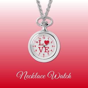 Relógio Red and cinza Neclace Watch