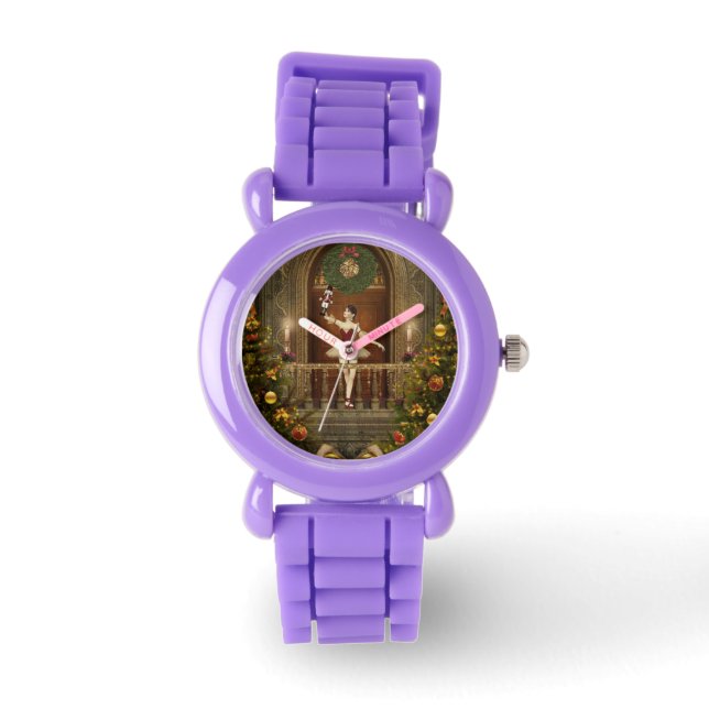 Relógio Red Ballerina e Nutcracker Glitter Wrist Watch (Frente)