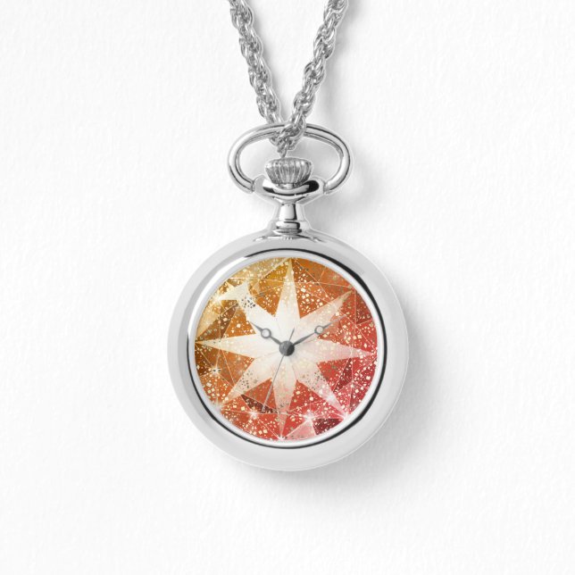Relógio Red Orange Compass Gemstone Rhinestone (Frente)