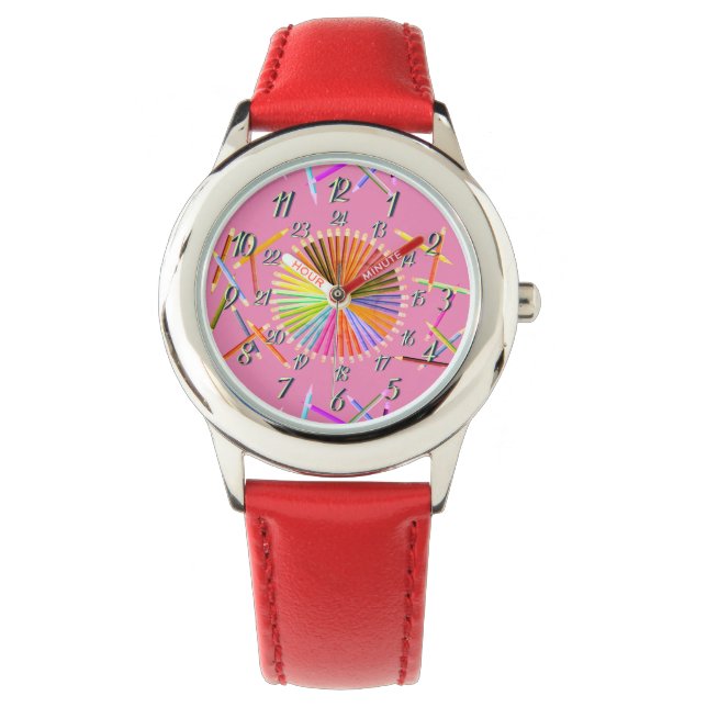 Relógio Red Pink Fun Heart Color Watch (Frente)