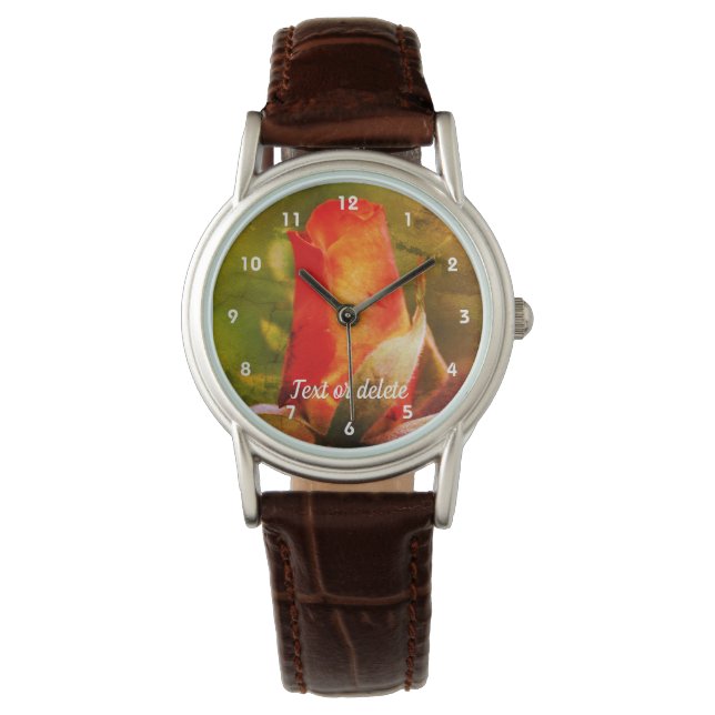 Relógio Red Rosebud Close Up Abstrato Personalizado (Frente)