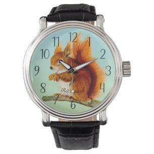 Relógio Red Squirrel Watercolor Painting Watch