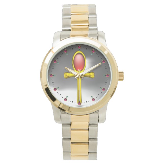 Relógio RED TALISMAN , Ruby Gemstones , Cinza White (Frente)